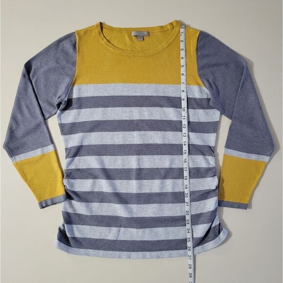 Nordstrom's One A Charcoal Gray Stripe and Gold Colorblock Pullover Sweater - Picture 4 of 11